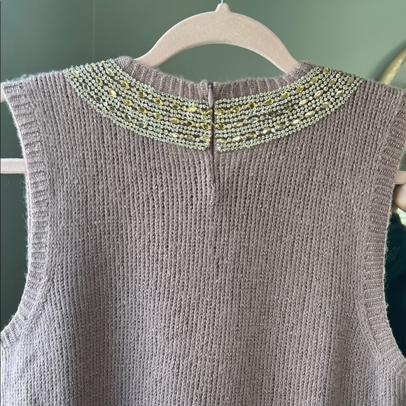 Ralph Lauren Purple Label Mauve Sweater with Embellished Collar - Picture 5 of 6